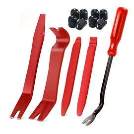 13 Pieces Automatic Trimming Removal Tool Kit(5 Pieces Non-Scratch Plastic Pry Kit+8 Tire Valve Dust Caps),Decorative Removal Lever Tool for Car Radio Panel Door Dashboard Clamps,Push Rivets,Molding