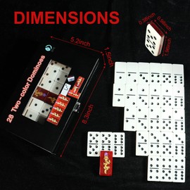 IDTQ Double Six Dominoes, 28 Tile Colored Dots Domino Game Set with Upscale Gift Boxes, Adults and Families for 2-4 Players, Classic Numbers Table Games (Dragon)