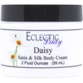 Eclectic Lady Daisy Satin and Silk Cream, Body Cream, Body Lotion, 2 oz - Shea Butter, Aloe, Silk Amino Acids, Vitamin E, Phthalate-Free, Handcrafted in USA - Perfect For Women