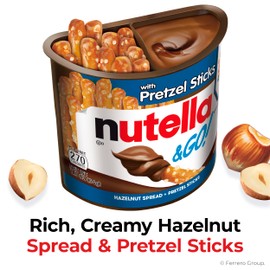 Nutella & Go! Hazelnut Spread with Pretzel Sticks, On-the-Go Snack Cups, 10 Packs, 19 oz