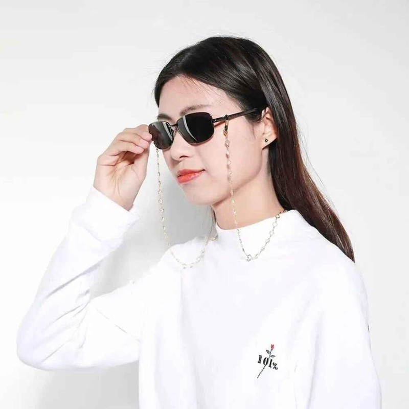 Pluzmecalm 1Pcs Gold Eyeglass Chains Crystal Glasses Elegant Chain Beaded