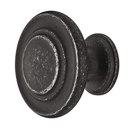 Gedotec Furniture Knob Antique Iron Black - Metal Furniture Handle Vintage - Drawer Knob Hellas - Cupboard Knob for Drawers and Dressers - Round Knob Diameter 34 mm, 1 Piece Design Furniture Knob Round with Screws
