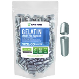 XPRS Nutra Size 00 Empty Capsules - 100 Count Empty Gelatin Capsules - Pills DIY Capsule Filling - Fillable Pill Gel Caps for DIY Supplements (Silver)