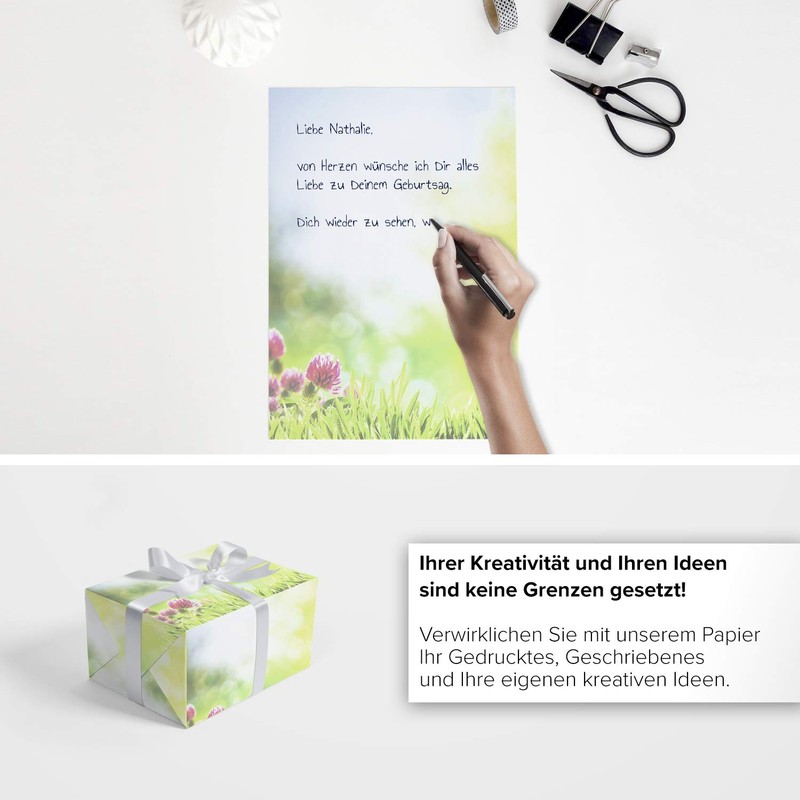 25 Sheets Letter Paper (A4) Green Summer Meadow Design Paper