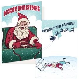 Funny Christmas Card Sorry About Your Grandma Santa Drive By Card for Xmas Christmas Funny Sarcastic Grandma 1 Pack