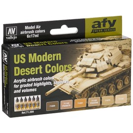 Vallejo Model Air Set - US Modern Desert Colors, 17 ml (Pack of 6)