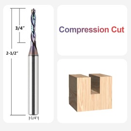 SpeTool 1/8 Inch Spiral Router Bits Up Down Compression Bit 1/4 Inch Shank with Coated, Carbide CNC Router Bit End Mill for Woodwork Cutting Carving Engraving Tools