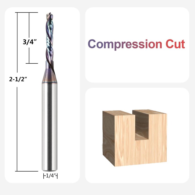 SpeTool 1/8 Inch Spiral Router Bits Up Down Compression Bit