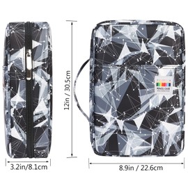 AYVANBER Coloured Pencil Case Max 220 Compartments Pencil Case Large Capacity Nylon Pen Bag with Zip Organiser for Watercolour Pencils with Practical Case for Students Adults Artists, Geometric