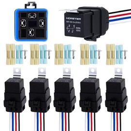 HONSTER - Relé de coche de 40/30 amperios de servicio pesado de 12 AWG SPST de 12 V 4 pines relé 5 piezas