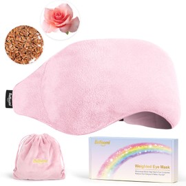 BeHoomi Weighted Eye Mask for Sleeping, Soft Heated Eye Mask, Moist Heat Warm Compress for Eyes, Natural Rose & Flaxseeds Microwave Reusable Sleep Mask, Must Haves for Women Spa, Home, Office