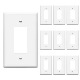 ENERLITES Decorator Light Switch or Receptacle Outlet Wall Plate, Over-Size 1-Gang 5.5" x 3.5", Unbreakable Polycarbonate Thermoplastic, UL Listed, 8831O-W-10PCS, White (10 Pack)