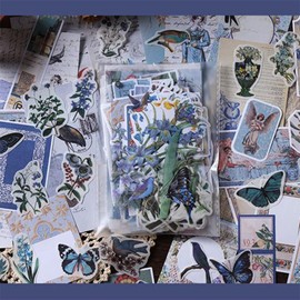 Pack of 200 Natural Flower Stickers, Vintage Washi Stickers, Retro DIY Decoration Stickers, Journal Aesthetic Vintage Stickers for Scrapbook, Bullet Journaling, Scrapbook Accessories