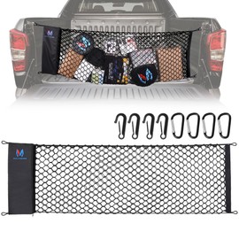 MICTUNING Truck Bed Cargo Net Highly Elastic Cargo Net with Storage Bag Small Mesh Durable Storage Organizer Compatible for 2013-2024 Chevy Silverado (16.9"" X 49"" to 62""), Black