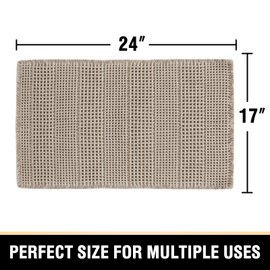 H.VERSAILTEX Upgraded Waffle Bath Mat Super Absorbent Bathroom Mats Non Slip Bath Rugs for Bathroom Floor Machine Washable Dry Fast Bathroom Rugs for Beside Tub, 17" x 24", Irish Cream