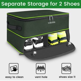 YOREPEK 2 Layer Golf Trunk Organizer Storage for 2 Pair Shoes, Car Trunk Storage with Adjustable Dividers Separate Compartments for Golf Supplies, Gloves, Balls, Tees, Cool Gifts for Golfers, GREEN