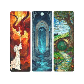 TwoDays Fantasy Stained Glass Transparent PVC Bookmarks - Magical Merch for Reading Women & Men, Unique Bookish Gifts for Book Lovers Booktok, Cool Book Accessories (Set of 3, 6'' x 2'')