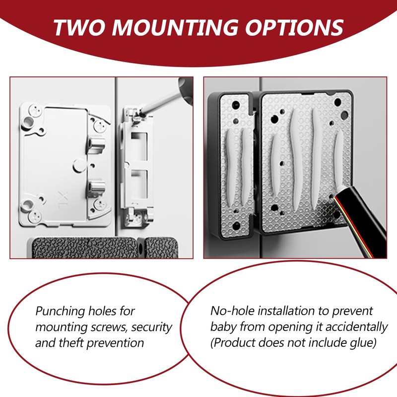Door Bolt 180 Degrees, Two Installation Methods Combination Lock, 3-Bit