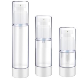Naisfei Pack of 3 Cream Dispensers, 15 ml, 30 ml, 50 ml, Airless Pump Dispenser, Empty Cream Dispenser, Pump Bottle, Dispenser Bottle, Plastic Vacuum Cosmetic Container, Refillable Lotion Dispenser