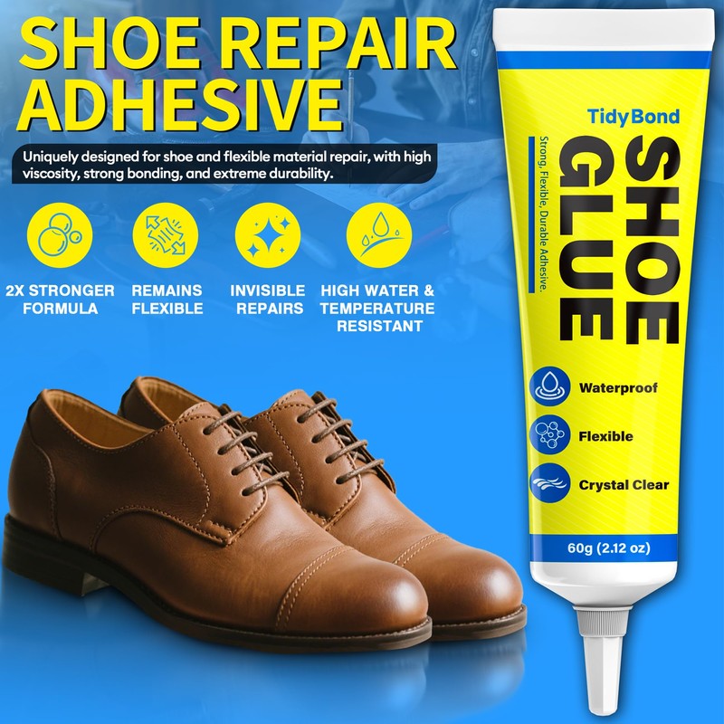 Shoe Glue, Shoe Repair Adhesive Flexible, Waterproof, Clear, Super Strong