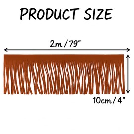 2 Metres Long (x 10 cm Width) Fringe Trim, Double-Sided Fringe Tassel Trim Made of Faux Leather, Fringe Tassels Trim Collection Decoration for Skirts, Bags, Curtains Crafts, DIY, Brown