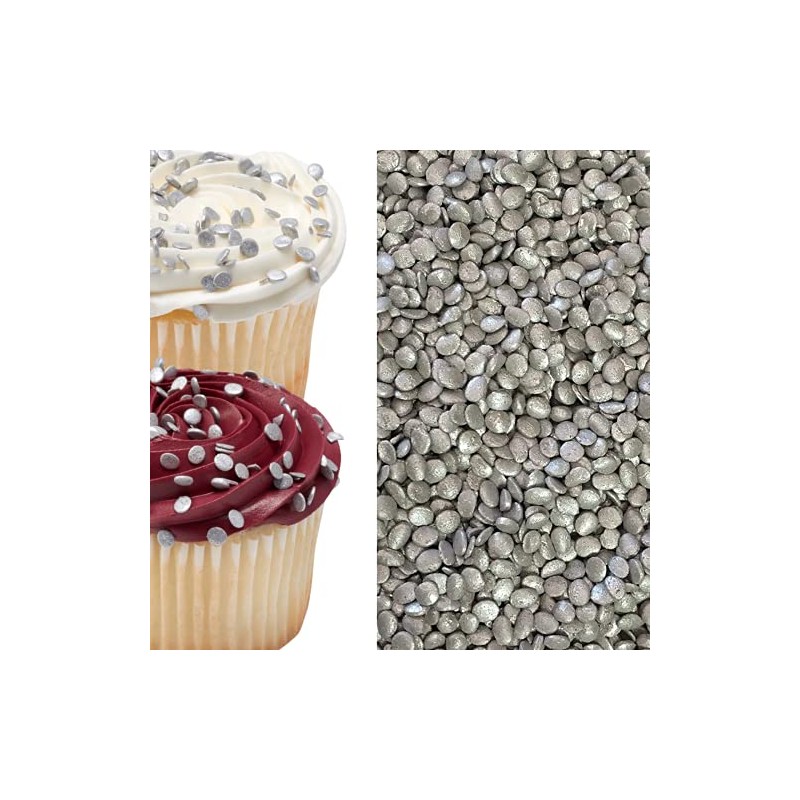 Silver Sequin Confetti Sprinkles for Cakes and Cupcakes 4 oz