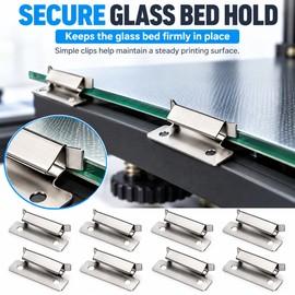3D Printer Glass Bed Clips for Ender 3 and CR-10 – 8-Piece 7mm Stainless Steel Clamps for Secure Build Plate Holding