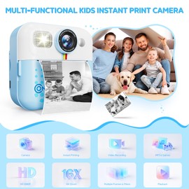 Contixo KC4 Kids Camera Instant Print, Pink 2.4” Screen Children Digital Printing Cameras with 1080P Video, 16X Zoom, 32GB Storage, Toddler Portable Travel Toys for Age 3 Years Up Girls Boys