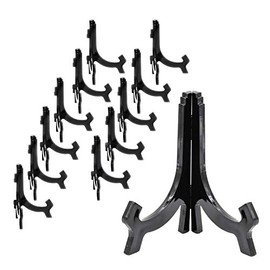 Signs ByLITA 4-1/2" Black Plastic Acrylic Easel Stand (12pcs) to Display Picture Frames, Placards, Home Decorations, Birthday Décor