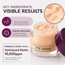 3/4PCS Calcium Dark Spot Cover Eye Cream 15g – Niacinamide & Calcium Gluconate Eye Cream for Dark Circles, Under Eye Bags & Sagging Hydrolyzed Elastin EX Volume Firming (3PCS)