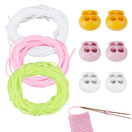 NICENEEDED 6 PCS Stitch Stopper Set, Knitting Stitches Holder, Double Hole Needle Point Protectors with Stitch Savers, Barber Cord Stitch Markers Knitting Tip Stoppers for Knitting Craft