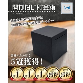 RIMINA Piggy Bank That Does Not Open, Transparent, Stylish, Bills, Stainless Steel, Large Capacity, Square, Clear