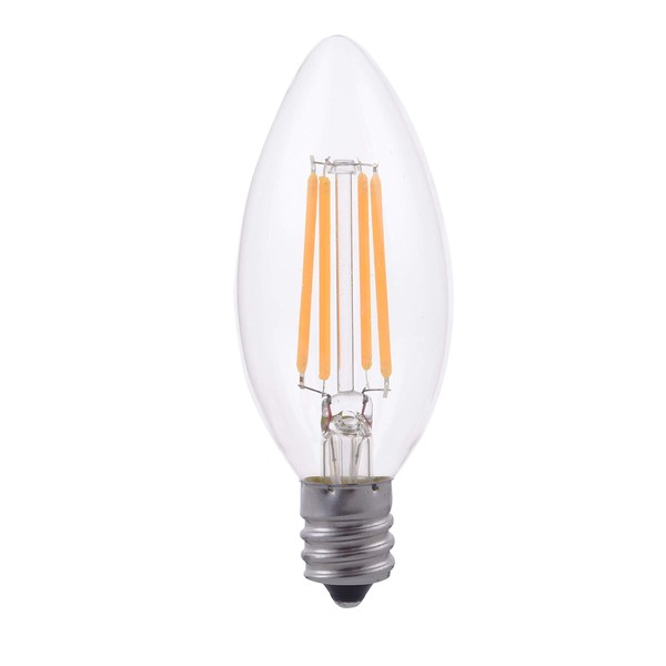 Goodlite G-20142 80-Watt Equivalent Candelabra LED Filament Bulb, 7W 800 Lumens Dimmable Torpedo CRI 90, Damp Location, UL Listed, Soft White 2700k
