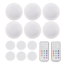 Puck Lights 13 Colors 2 Control Ways Warm Light Battery Operated Push Lights with Remote Control for Kitchen Closet
