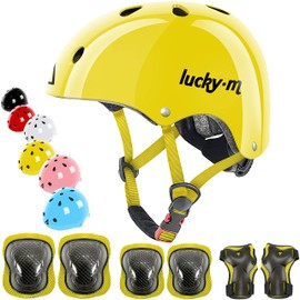 Adjustable Kids Helmet with Knee Pads, Elbow Pads and Wrist Guards, 7 in 1 Protective Gear for Boys and Girls for Skateboard, Bike, Scooter, Hoverboard