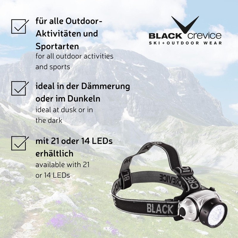 Black Crevice Head Torch 21 LED 10 x 10 x