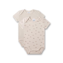 Sanetta Baby Bodysuit Short Sleeve (Double Pack) Beige | High-Quality and Sustainable Unisex Bodysuit Made of Organic Cotton Contents: Set of 2 Baby Bodysuit, beige