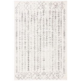 SAFAVIEH Tulum Collection Accent Rug - 2' x 5', Ivory & Grey, Moroccan Boho Distressed Design, Non-Shedding & Easy to Clean, Ideal for Front Door, Kitchen, Entryway, Foyer (TUL262A)