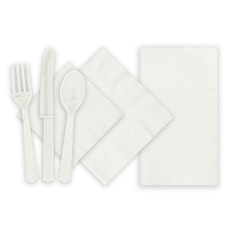 White Solid Luncheon Paper Napkins (Pack of 20) - Elegant