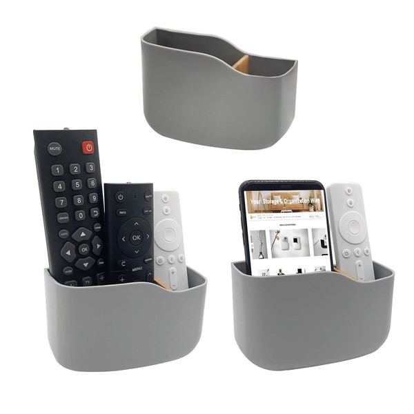 SUNFICON 3 Pack Adhesive Remote Control Holder Wall Mount Media