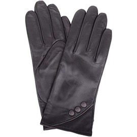 SNUGRUGS Womens Soft Leather Stylish Winter Glove/Gloves with Button Design - Black - Medium (7")