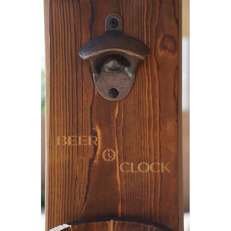 Thirsty Solutions - “Beer O’ Clock” Rustic Wall Mounted Bottle