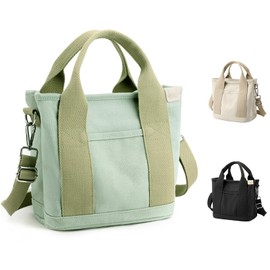 Travel Tote Bag for Women, Canvas Tote Purse Shoulder Crossbody Bag with Multi-Pockets, Vintage Tote Bags for Work, School. (Green)