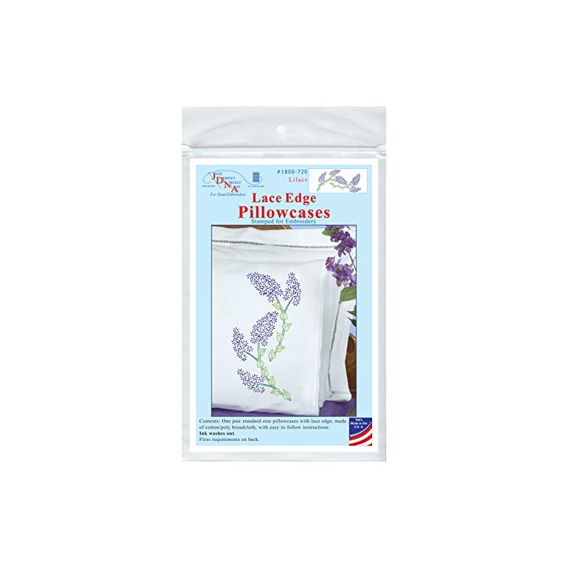 Jack Dempsey Lilacs Embroider Pillowcase, Standard, White