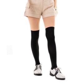HUSTONY Summer UV Protection Korean Golf Socks Two-Tone Faux Leggings Knee High Cool Touch, Black