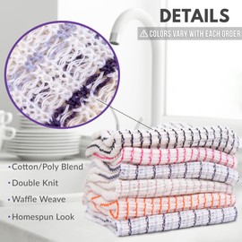 Eselect World's Best Kitchen Dish Cloths - Set of 12 Assorted Dishcloths for Washing Dishes - Absorbent Poly Cotton Waffle Weave Dish Rags, Made in USA