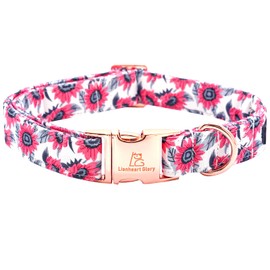 Lionheart glory Floral Rose Print Dog Collar Cute Dog Collars Spring Adjustable Soft Dog Collar Girl Pet Collars for X-Small Dogs Puppy Gift