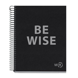 Miquelrius - Be Eco A5 Notebook 80 Sheets 90gsm 5 x 5mm Grid 1 Colour Strip Hard Cover Messages Anthracite