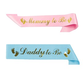Baby Shower Set, Mummy-to-Be & Daddy-to-Be Sashes, Perfect Decoration for Memorable Baby Welcome Party, 2 Pieces