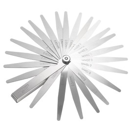 sourcing map Metric Thickness Feeler Gauge 0.02-1.0mm 23 Blades Tapered Feeler Gauge Set Stainless Steel Measuring Gap Width Tool kit for Repair Valve Guitar Spark Plug